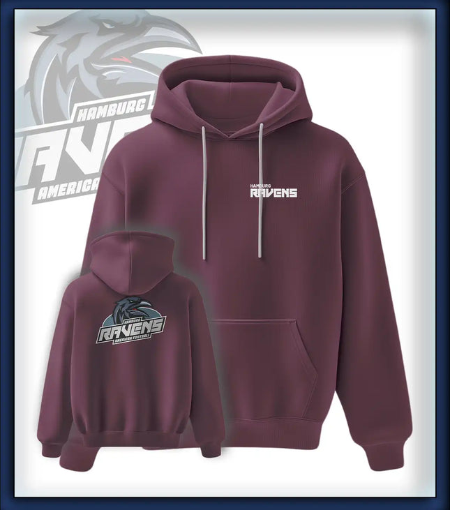 Ravens King Hoodie Druck<br>Schriftzug Brust klein und Rücken groß