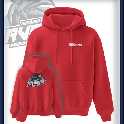 Ravens King Hoodie Druck<br>Schriftzug Brust klein und Rücken groß