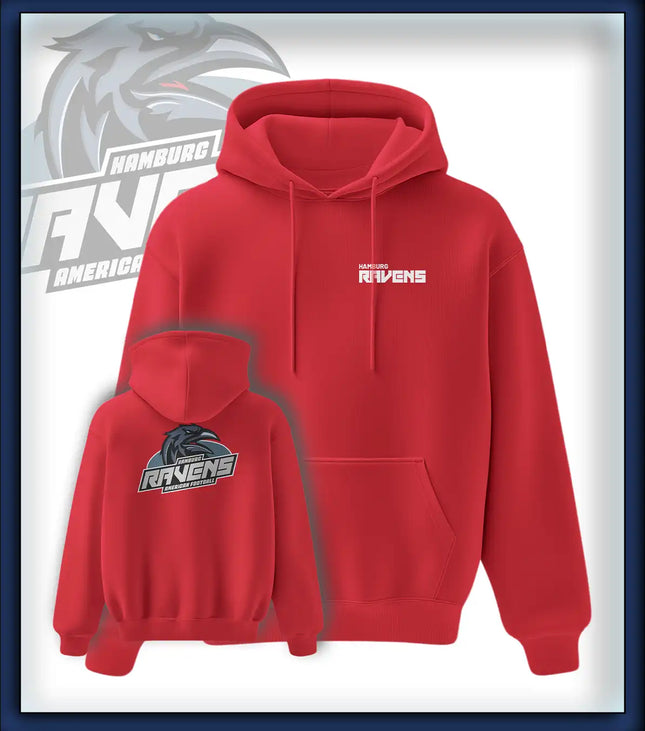 Ravens King Hoodie Druck<br>Schriftzug Brust klein und Rücken groß