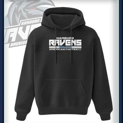 Ravens King Hoodie Druck<br> Schriftzug Brust groß