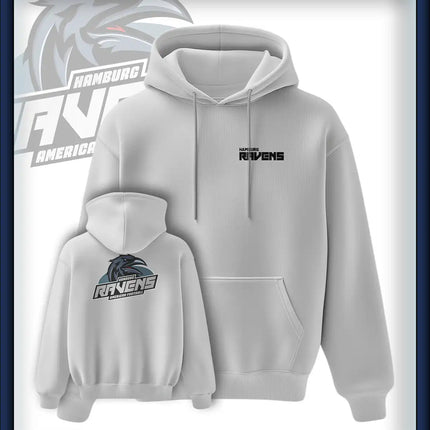 Ravens King Hoodie Druck<br>Schriftzug Brust klein und Rücken groß