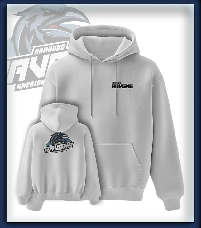 Ravens King Hoodie Druck<br>Schriftzug Brust klein und Rücken groß