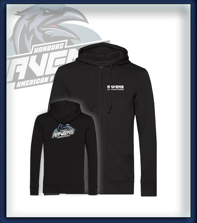 Junior Zipped Hood Druck<br>Schriftzug Brust klein und Rücken groß