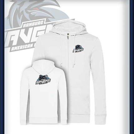 Mann Zipped Hood Jacket Druck<br>Logo Brust klein und Rücken groß