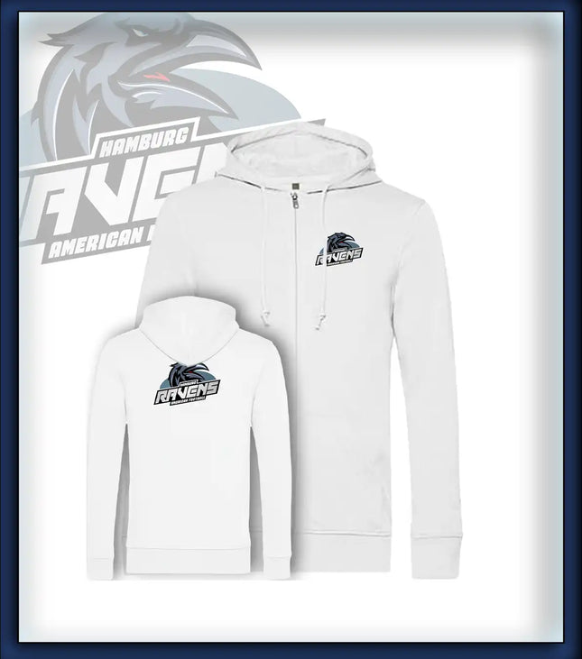 Mann Zipped Hood Jacket Druck<br>Logo Brust klein und Rücken groß